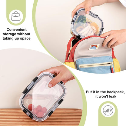 Glass Food Storage Containers with Lids, Meal Prep Containers, Airtight Bento Boxes with Leak Proof Locking for Microwave, Oven, Freezer and Dishwasher, BPA Free