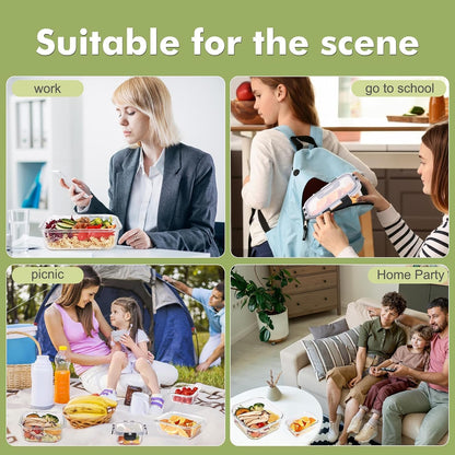 Glass Food Storage Containers with Lids, Meal Prep Containers, Airtight Bento Boxes with Leak Proof Locking for Microwave, Oven, Freezer and Dishwasher, BPA Free