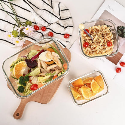 Glass Food Storage Containers with Lids, Meal Prep Containers, Airtight Bento Boxes with Leak Proof Locking for Microwave, Oven, Freezer and Dishwasher, BPA Free