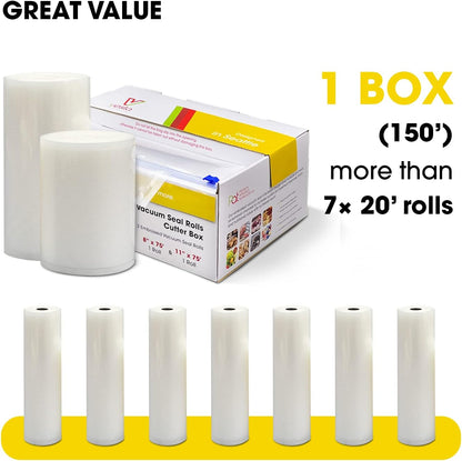 11" x 150' Vacuum Sealer Bags for Food Saver, Rolls with Cutter Dispenser