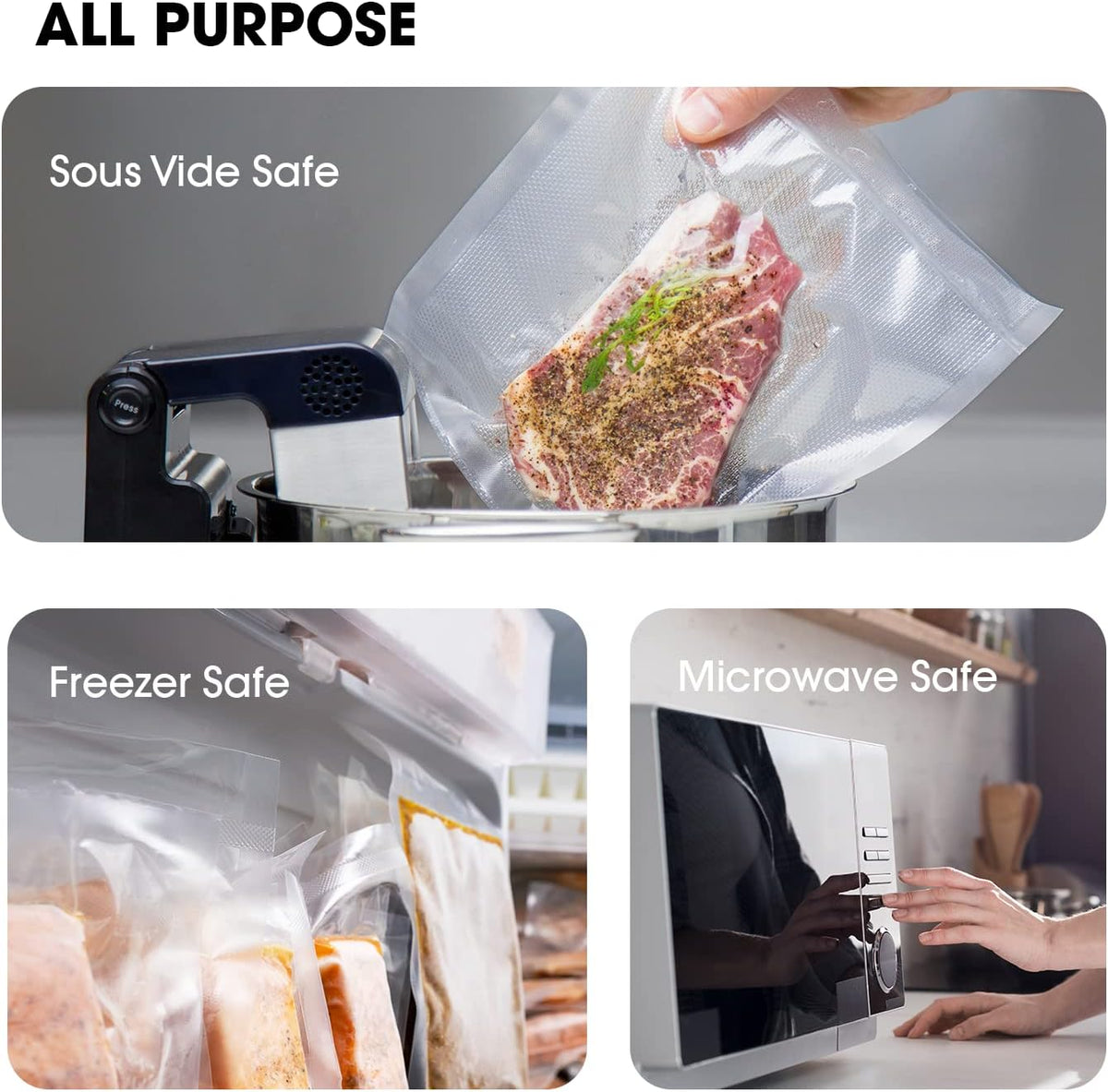 11" x 150' Vacuum Sealer Bags for Food Saver, Rolls with Cutter Dispenser