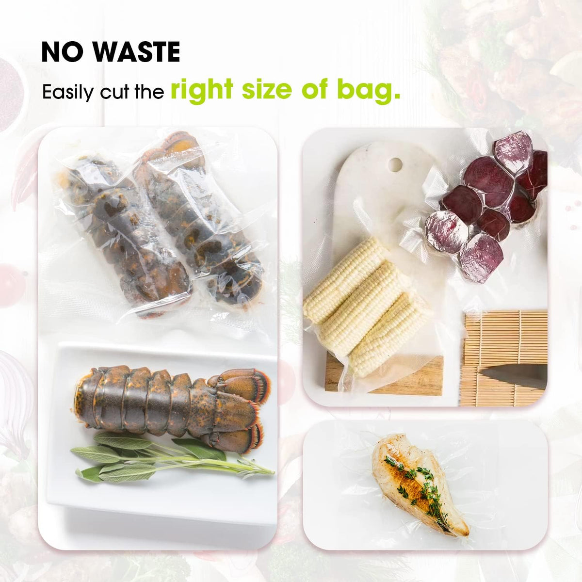 11" x 150' Vacuum Sealer Bags for Food Saver, Rolls with Cutter Dispenser