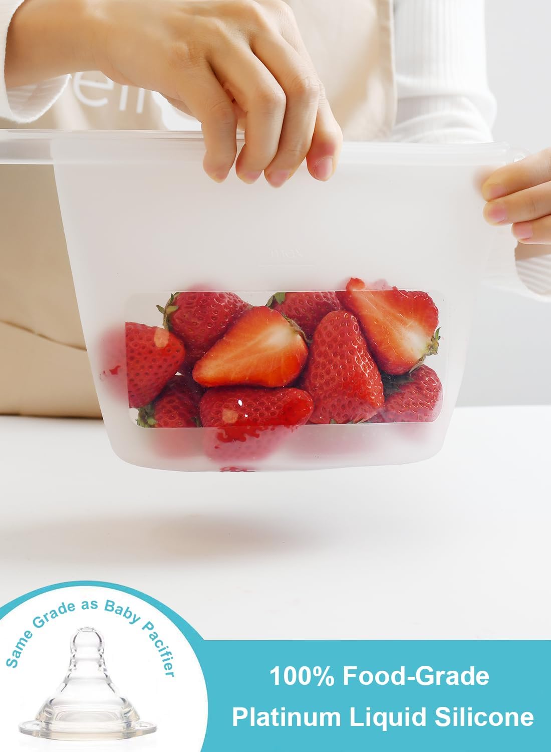 Reusable Silicone Food Storage Bags (Set of 4), Dishwasher Oven Microwave Freezer Safe, Eco-Friendly 100% Platinum, Leakproof Sous Vide Bags, Premium Lunch Containers, 2 Snack 2 Sandwich, Mixed