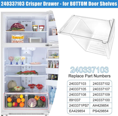 [2 PACK] UPGRADED 240337103 Crisper Drawer Compatible With Frigidaire Drawer Replacement 2403371 kenmore Refrigerator Drawers Frigidaire Crisper Drawer Replacement AP2115741 240337102 Crisper Bins