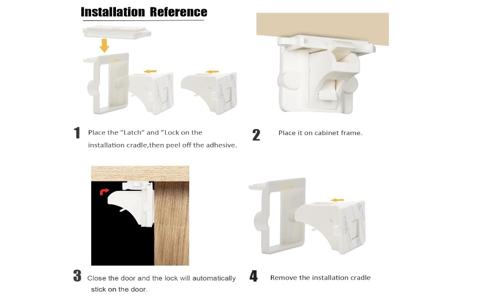 Adhesive Magnetic Cabinet Locks (12 Locks and 2 Keys)