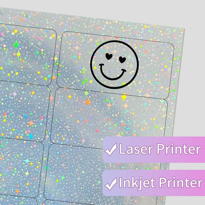Transparent Stickers Labels - 2" x 4" Address Labels Mailing Stickers for Laser/Inkjet Printer 8.5"×11"- 20 Sheet