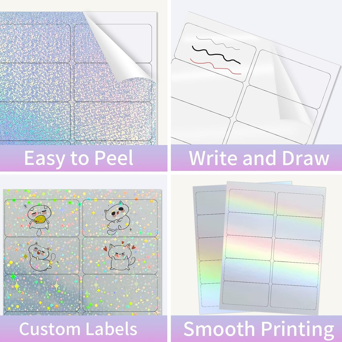 Transparent Stickers Labels - 2" x 4" Address Labels Mailing Stickers for Laser/Inkjet Printer 8.5"×11"- 20 Sheet