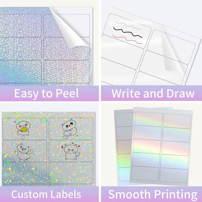 Transparent Stickers Labels - 2" x 4" Address Labels Mailing Stickers for Laser/Inkjet Printer 8.5"×11"- 20 Sheet