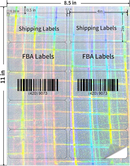 Transparent Stickers Labels - 2" x 4" Address Labels Mailing Stickers for Laser/Inkjet Printer 8.5"×11"- 20 Sheet