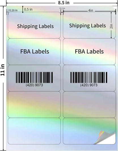 Transparent Stickers Labels - 2" x 4" Address Labels Mailing Stickers for Laser/Inkjet Printer 8.5"×11"- 20 Sheet