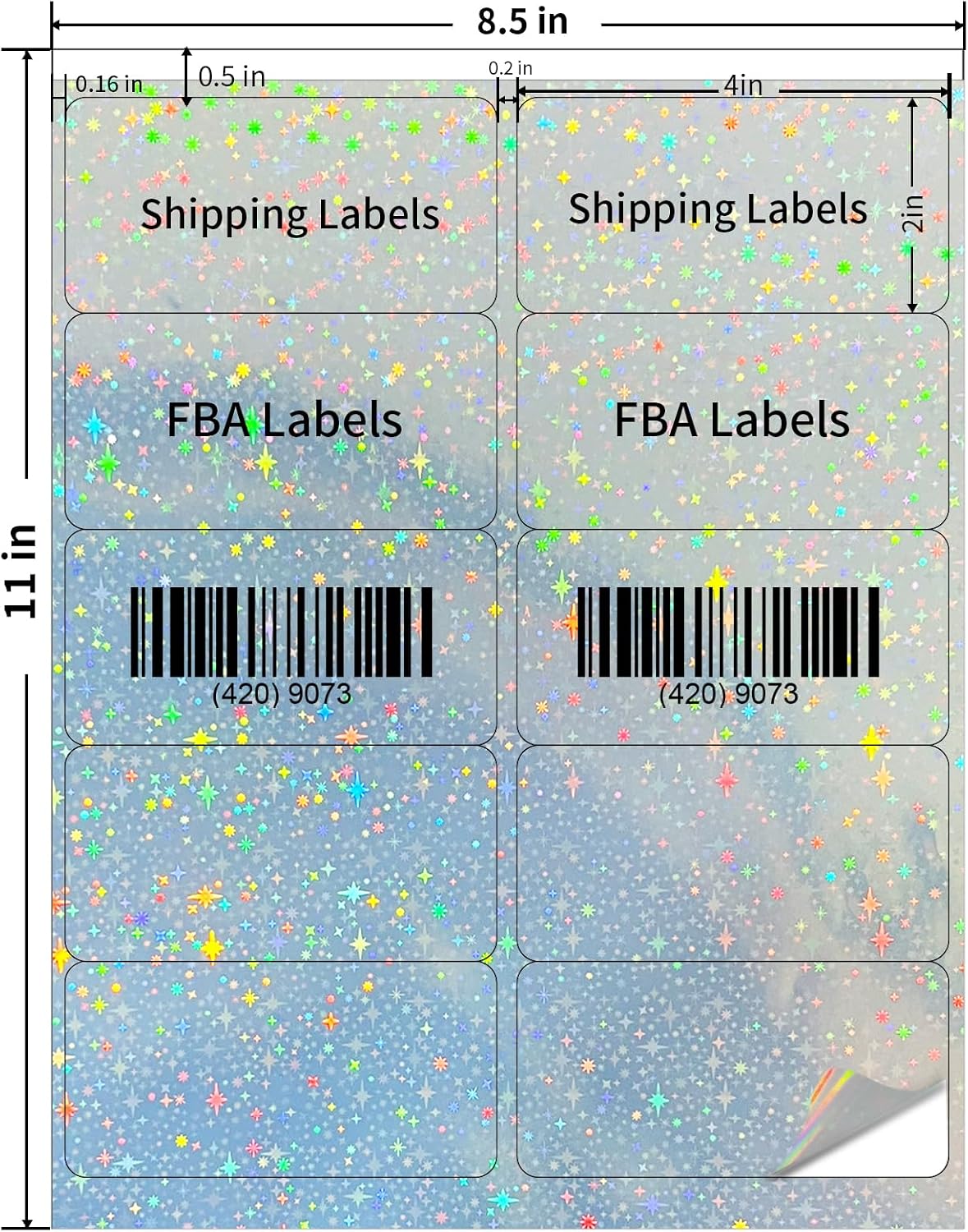Transparent Stickers Labels - 2" x 4" Address Labels Mailing Stickers for Laser/Inkjet Printer 8.5"×11"- 20 Sheet