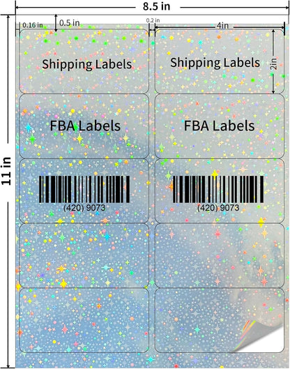 Transparent Stickers Labels - 2" x 4" Address Labels Mailing Stickers for Laser/Inkjet Printer 8.5"×11"- 20 Sheet