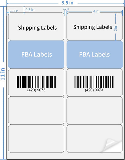 Transparent Stickers Labels - 2" x 4" Address Labels Mailing Stickers for Laser/Inkjet Printer 8.5"×11"- 20 Sheet