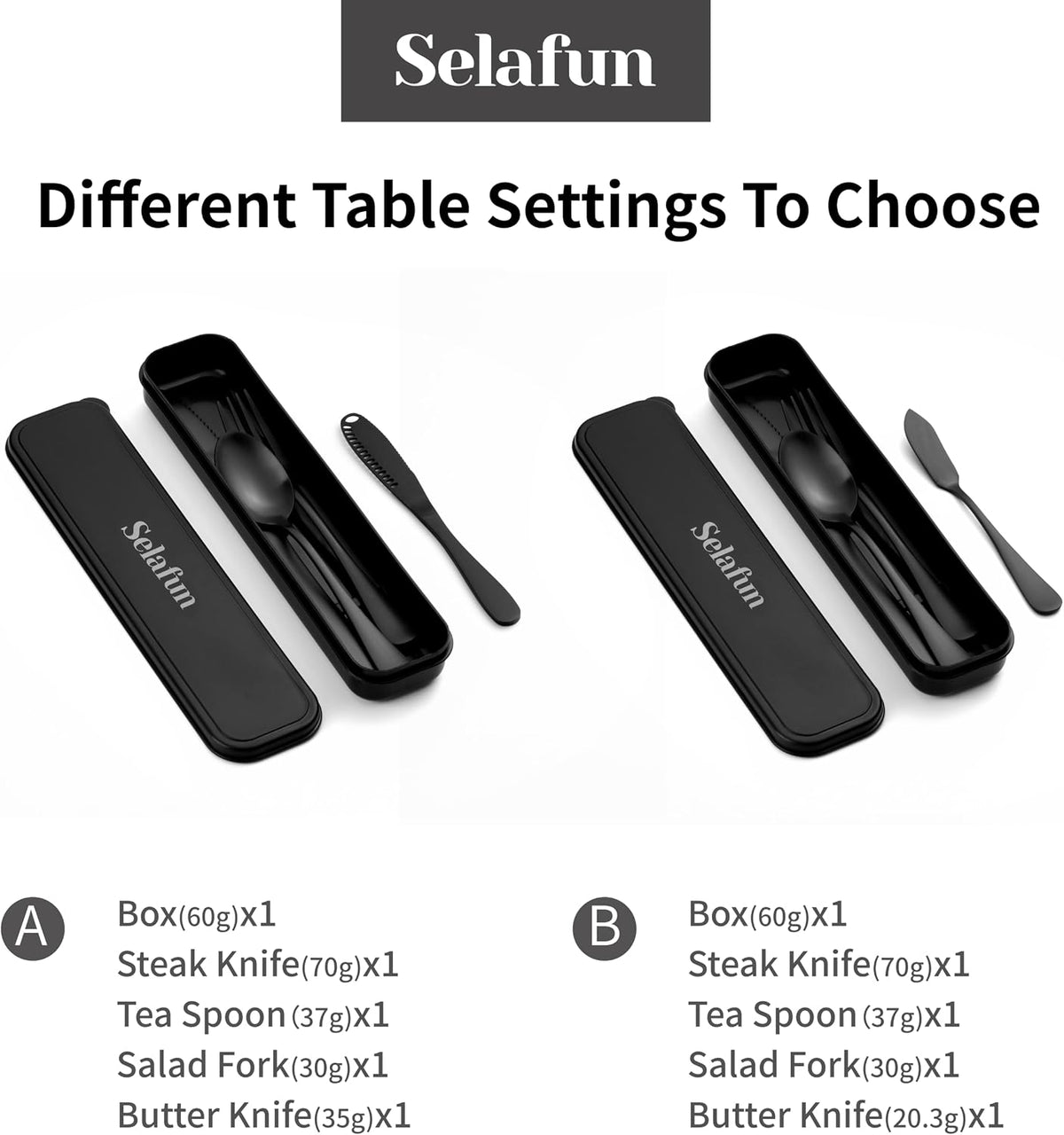 4-pieces Travel Set with Case Portable Silverware Utensils Set for work, Stainless Steel Reusable Flatware Set Cutlery Set for Camping Picnic Hiking Office (6.7inch, Matte Black)
