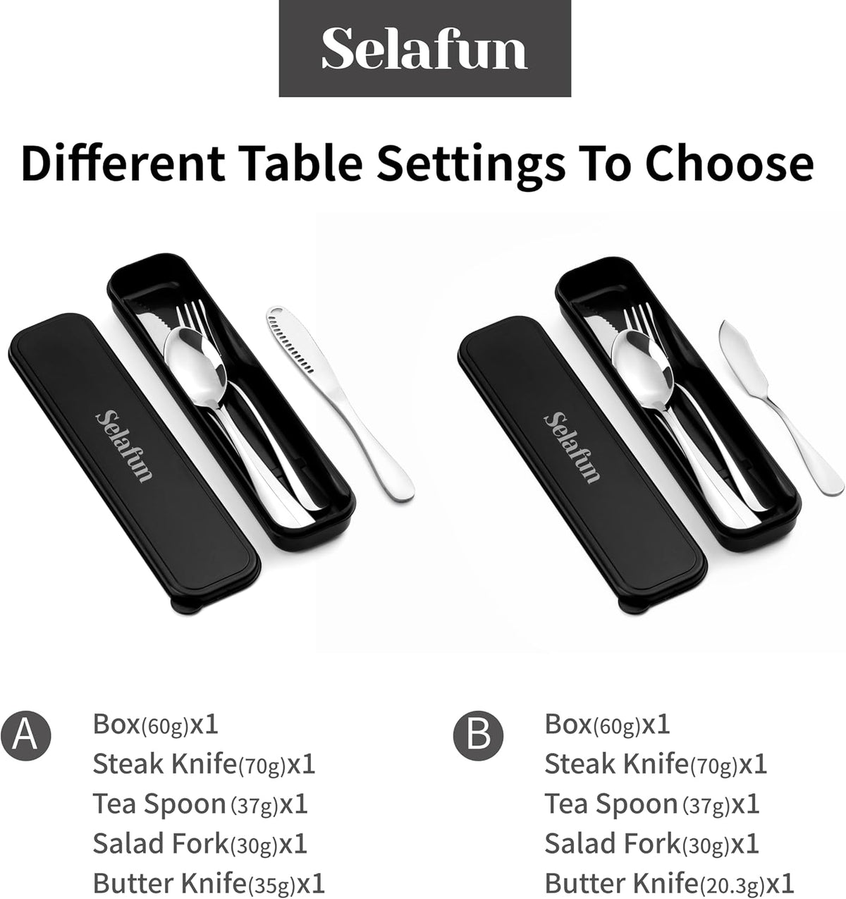 4-pieces Travel Set with Case Portable Silverware Utensils Set for work, Stainless Steel Reusable Flatware Set Cutlery Set for Camping Picnic Hiking Office (6.7inch, Matte Black)