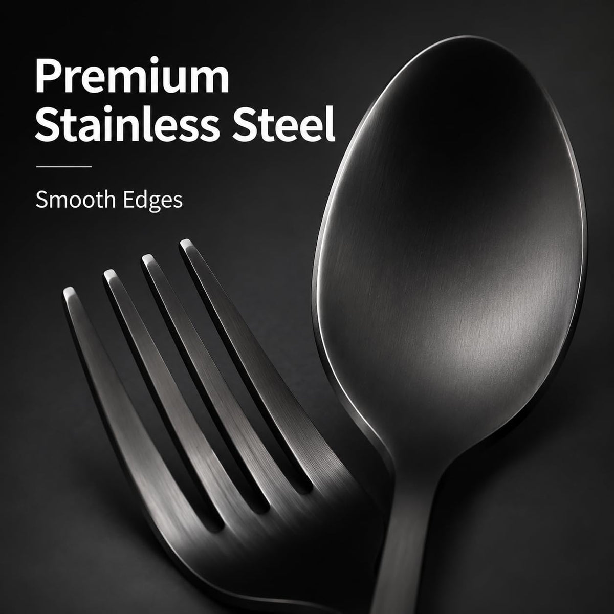 4-pieces Travel Set with Case Portable Silverware Utensils Set for work, Stainless Steel Reusable Flatware Set Cutlery Set for Camping Picnic Hiking Office (6.7inch, Matte Black)