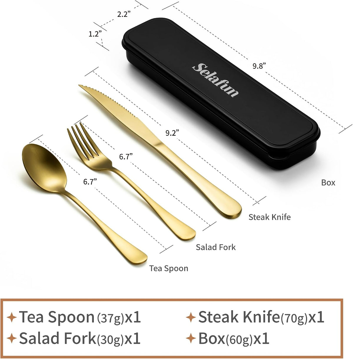 4-pieces Travel Set with Case Portable Silverware Utensils Set for work, Stainless Steel Reusable Flatware Set Cutlery Set for Camping Picnic Hiking Office (6.7inch, Matte Black)