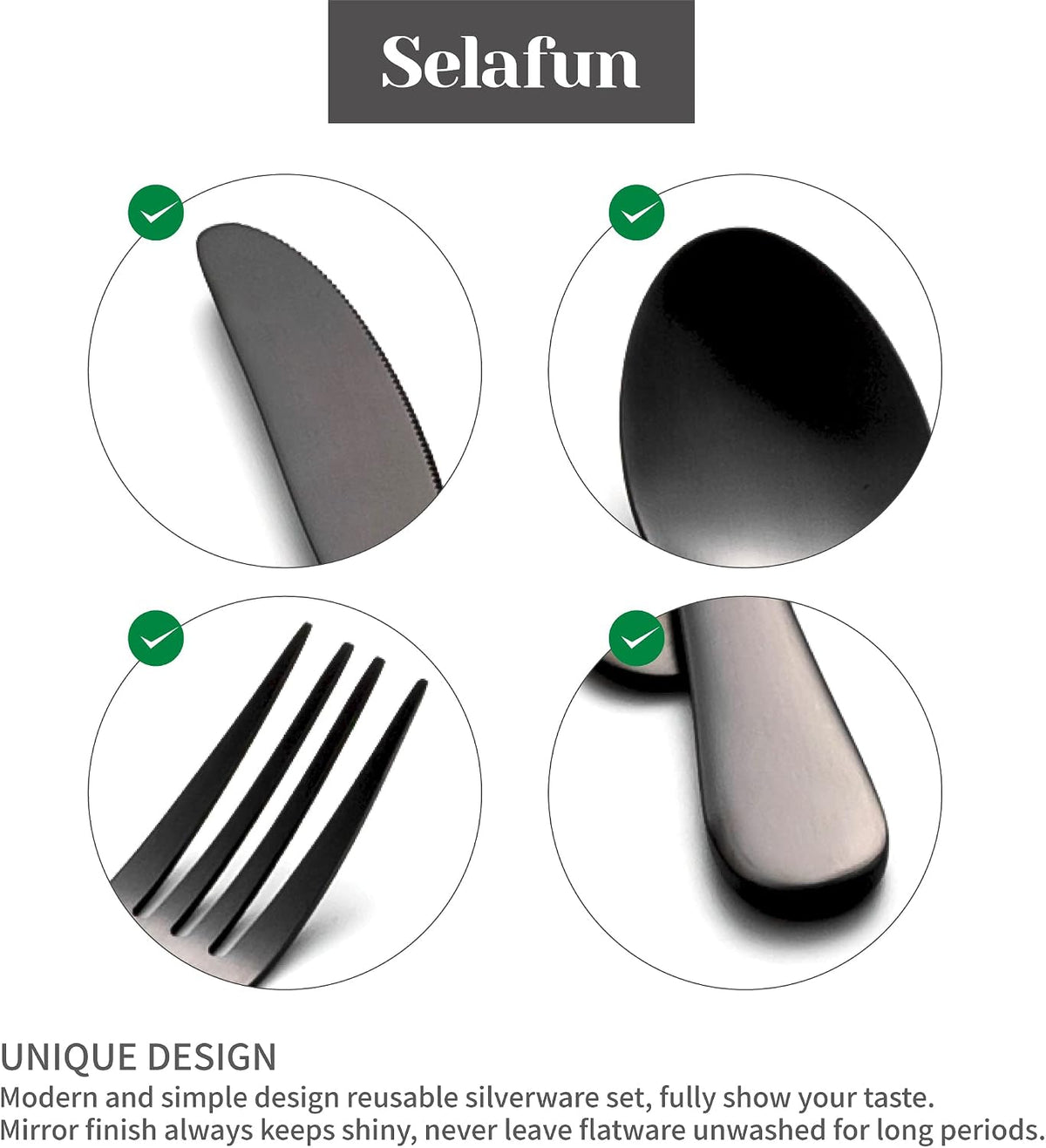 4-pieces Travel Set with Case Portable Silverware Utensils Set for work, Stainless Steel Reusable Flatware Set Cutlery Set for Camping Picnic Hiking Office (6.7inch, Matte Black)