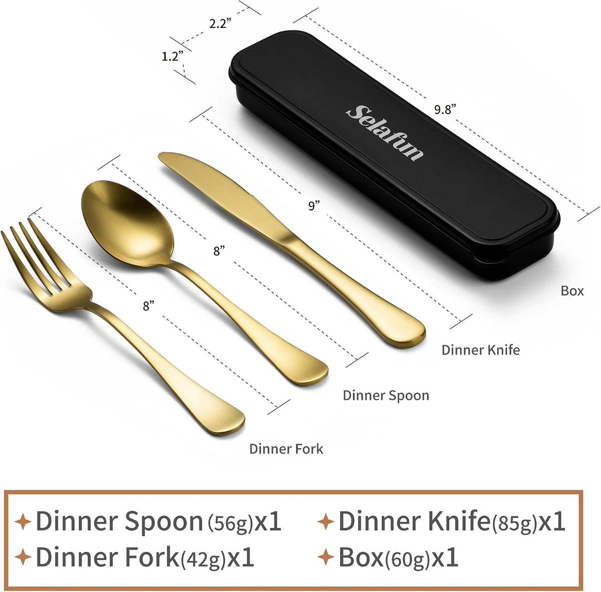 4-pieces Travel Set with Case Portable Silverware Utensils Set for work, Stainless Steel Reusable Flatware Set Cutlery Set for Camping Picnic Hiking Office (6.7inch, Matte Black)