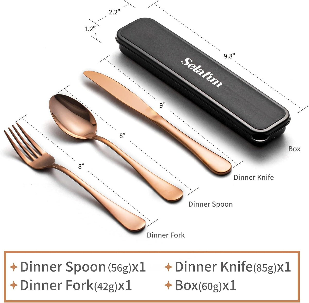 4-pieces Travel Set with Case Portable Silverware Utensils Set for work, Stainless Steel Reusable Flatware Set Cutlery Set for Camping Picnic Hiking Office (6.7inch, Matte Black)
