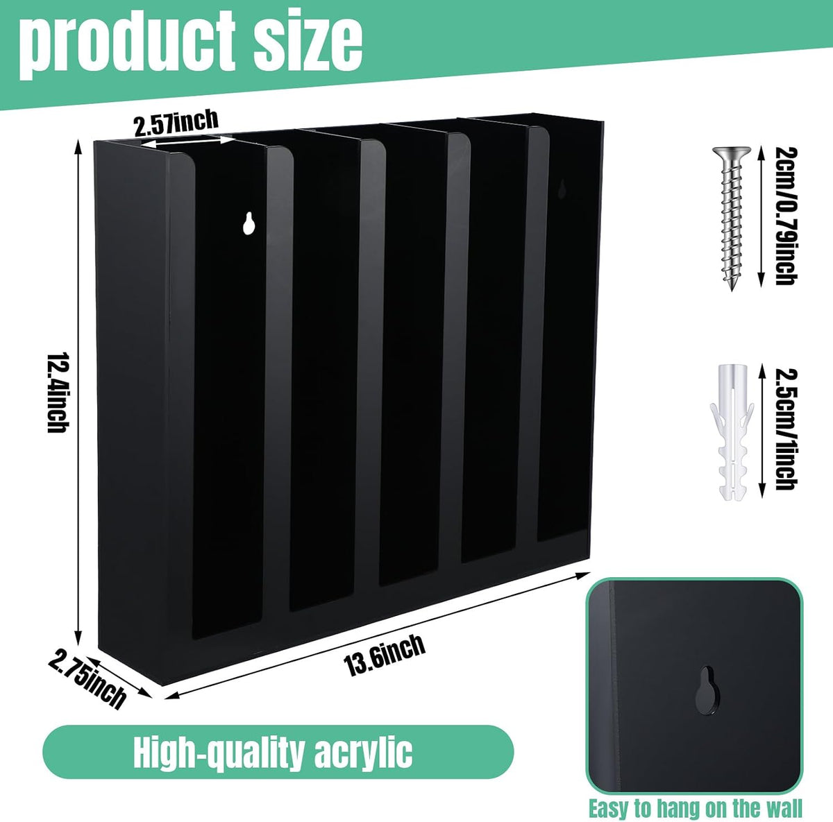 Acrylic Portion Sauce Cup Lid Organizer Black 5 Compartments Holder