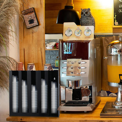 Acrylic Portion Sauce Cup Lid Organizer Black 5 Compartments Holder