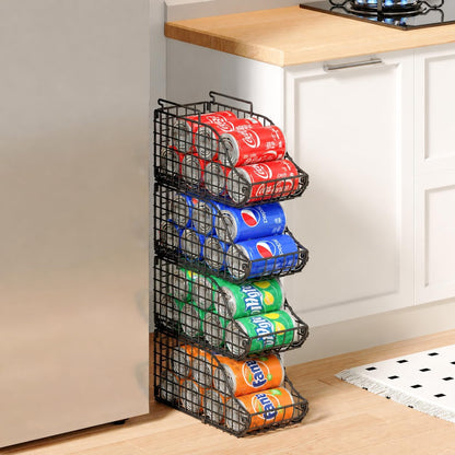 Stackable Can Rack Organizer for Kitchen Pantry | Soda Can Organizer and Food Storage Dispenser for Pantry Cabinets. Foldable Wire Rack Keeps Canned Food Organized