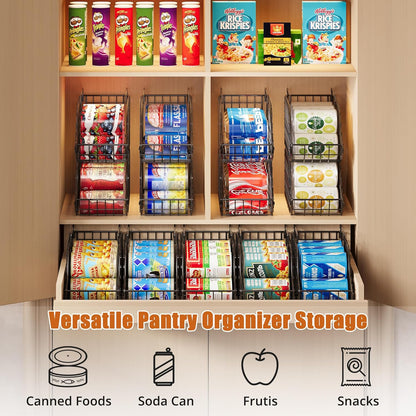 Stackable Can Rack Organizer for Kitchen Pantry | Soda Can Organizer and Food Storage Dispenser for Pantry Cabinets. Foldable Wire Rack Keeps Canned Food Organized