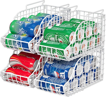 Stackable Can Rack Organizer for Kitchen Pantry | Soda Can Organizer and Food Storage Dispenser for Pantry Cabinets. Foldable Wire Rack Keeps Canned Food Organized