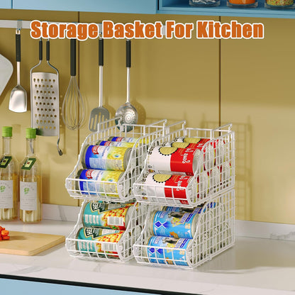 Stackable Can Rack Organizer for Kitchen Pantry | Soda Can Organizer and Food Storage Dispenser for Pantry Cabinets. Foldable Wire Rack Keeps Canned Food Organized