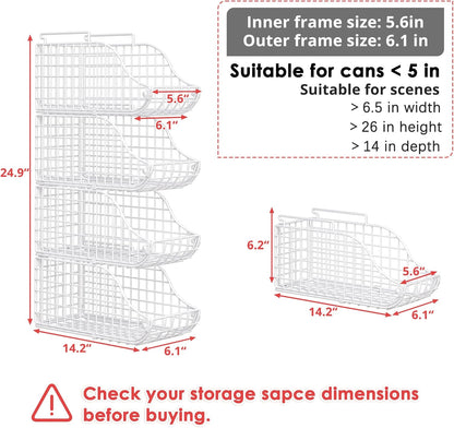 Stackable Can Rack Organizer for Kitchen Pantry | Soda Can Organizer and Food Storage Dispenser for Pantry Cabinets. Foldable Wire Rack Keeps Canned Food Organized