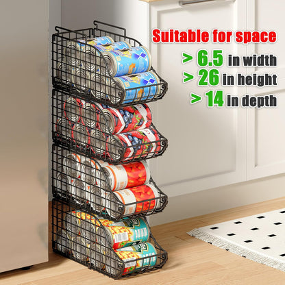 Stackable Can Rack Organizer for Kitchen Pantry | Soda Can Organizer and Food Storage Dispenser for Pantry Cabinets. Foldable Wire Rack Keeps Canned Food Organized