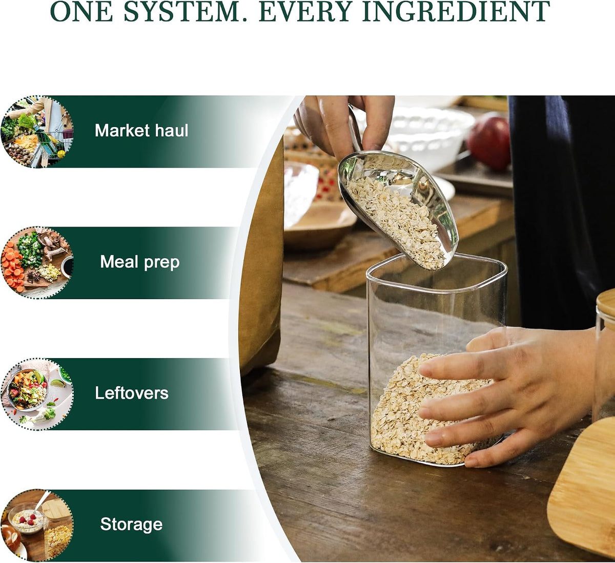 12-Pack Square Glass Storage Jars with Bamboo Lids (0.6Qt/1.06Qt) - Stackable Food Containers for Pantry Organization, Coffee, Flour, Snacks, Tea | Kitchen Canisters Set | Stackable Dry Food Containers for Pantry Organization, Coffee, Flour, Snacks, Tea,