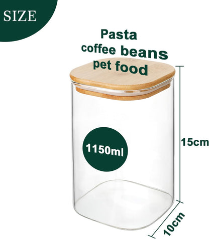 12-Pack Square Glass Storage Jars with Bamboo Lids (0.6Qt/1.06Qt) - Stackable Food Containers for Pantry Organization, Coffee, Flour, Snacks, Tea | Kitchen Canisters Set | Stackable Dry Food Containers for Pantry Organization, Coffee, Flour, Snacks, Tea,