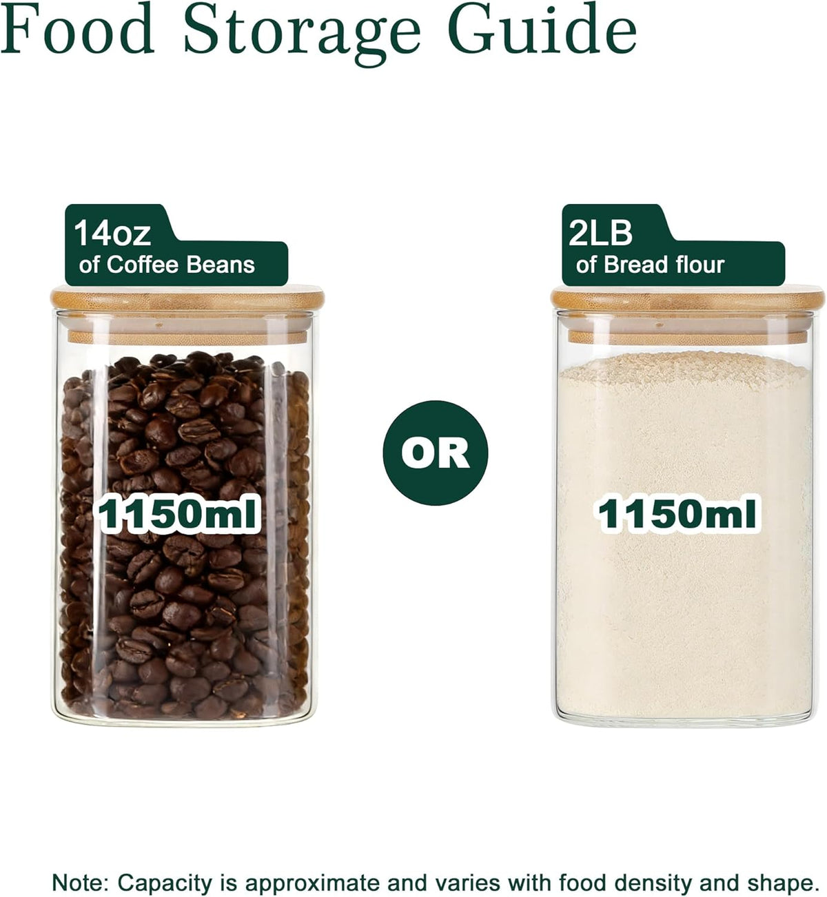 12-Pack Square Glass Storage Jars with Bamboo Lids (0.6Qt/1.06Qt) - Stackable Food Containers for Pantry Organization, Coffee, Flour, Snacks, Tea | Kitchen Canisters Set | Stackable Dry Food Containers for Pantry Organization, Coffee, Flour, Snacks, Tea,