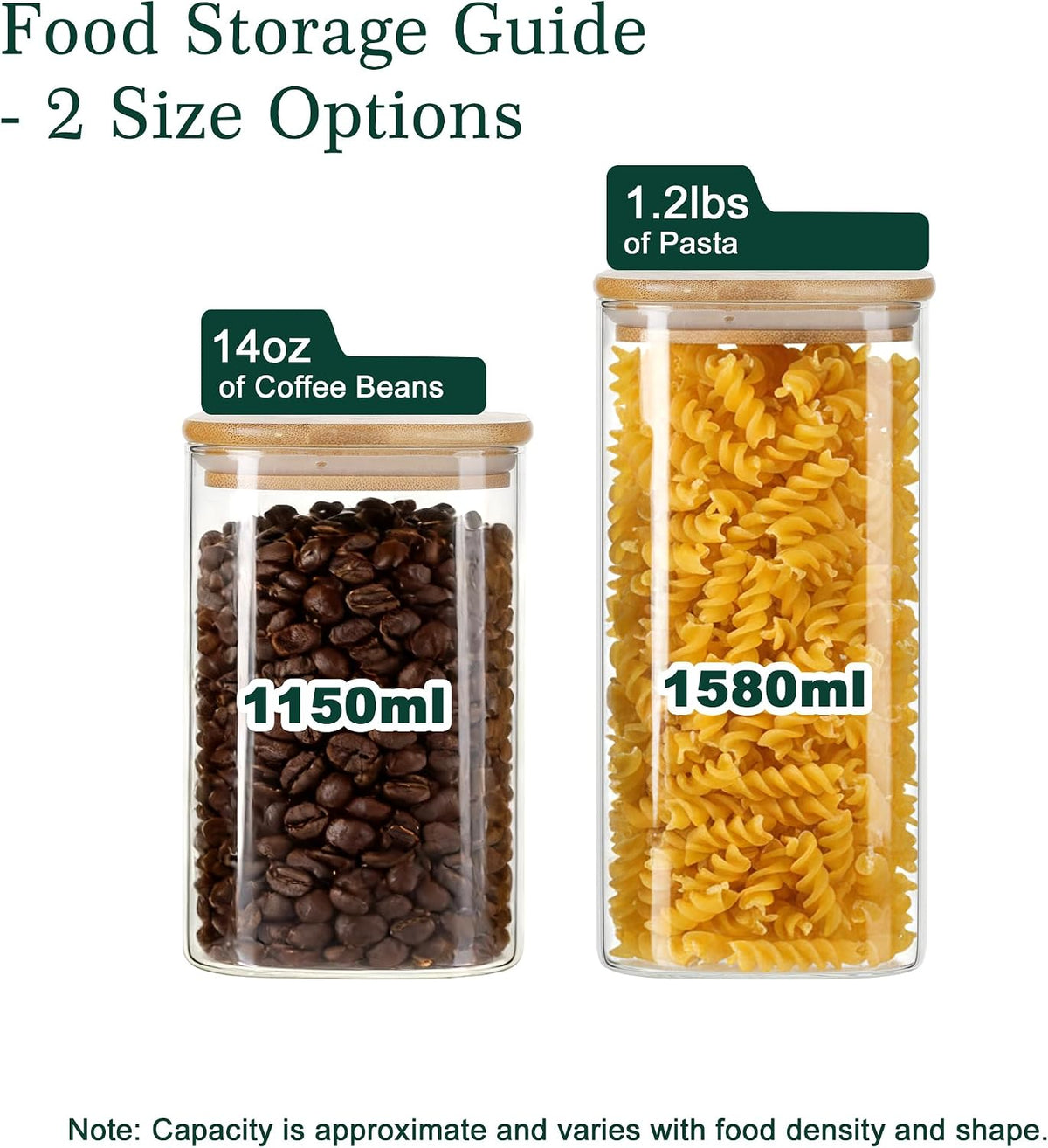 12-Pack Square Glass Storage Jars with Bamboo Lids (0.6Qt/1.06Qt) - Stackable Food Containers for Pantry Organization, Coffee, Flour, Snacks, Tea | Kitchen Canisters Set | Stackable Dry Food Containers for Pantry Organization, Coffee, Flour, Snacks, Tea,