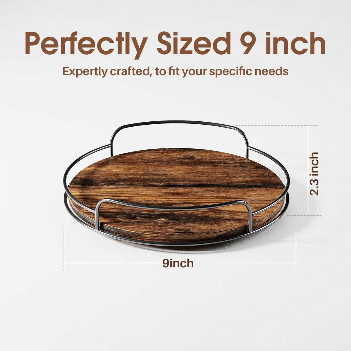 LAMU 9'' 10'' Lazy Susan Turntable Organizer for Table Top Cabinet, Wooden Lazy Susan for Kitchen, Pantry, Countertop, Bathroom Vanity, Spice Organization, Wood Decor