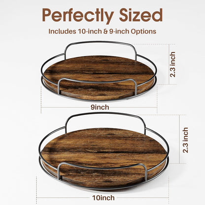 LAMU 9'' 10'' Lazy Susan Turntable Organizer for Table Top Cabinet, Wooden Lazy Susan for Kitchen, Pantry, Countertop, Bathroom Vanity, Spice Organization, Wood Decor