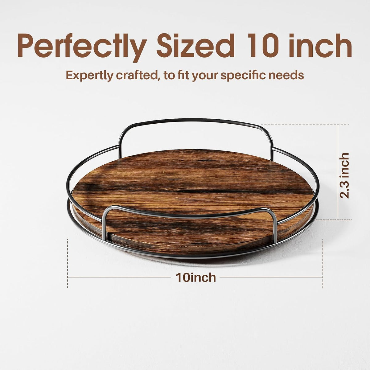 LAMU 9'' 10'' Lazy Susan Turntable Organizer for Table Top Cabinet, Wooden Lazy Susan for Kitchen, Pantry, Countertop, Bathroom Vanity, Spice Organization, Wood Decor