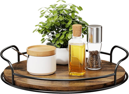 LAMU 9'' 10'' Lazy Susan Turntable Organizer for Table Top Cabinet, Wooden Lazy Susan for Kitchen, Pantry, Countertop, Bathroom Vanity, Spice Organization, Wood Decor