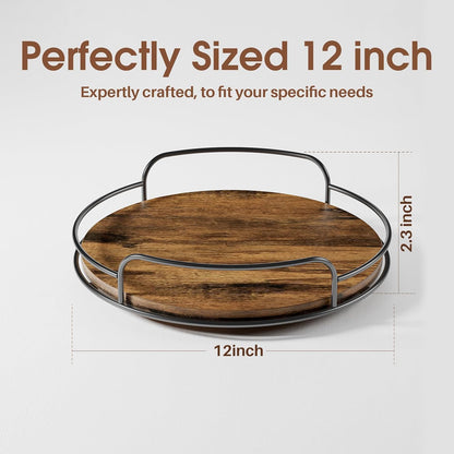 LAMU 9'' 10'' Lazy Susan Turntable Organizer for Table Top Cabinet, Wooden Lazy Susan for Kitchen, Pantry, Countertop, Bathroom Vanity, Spice Organization, Wood Decor