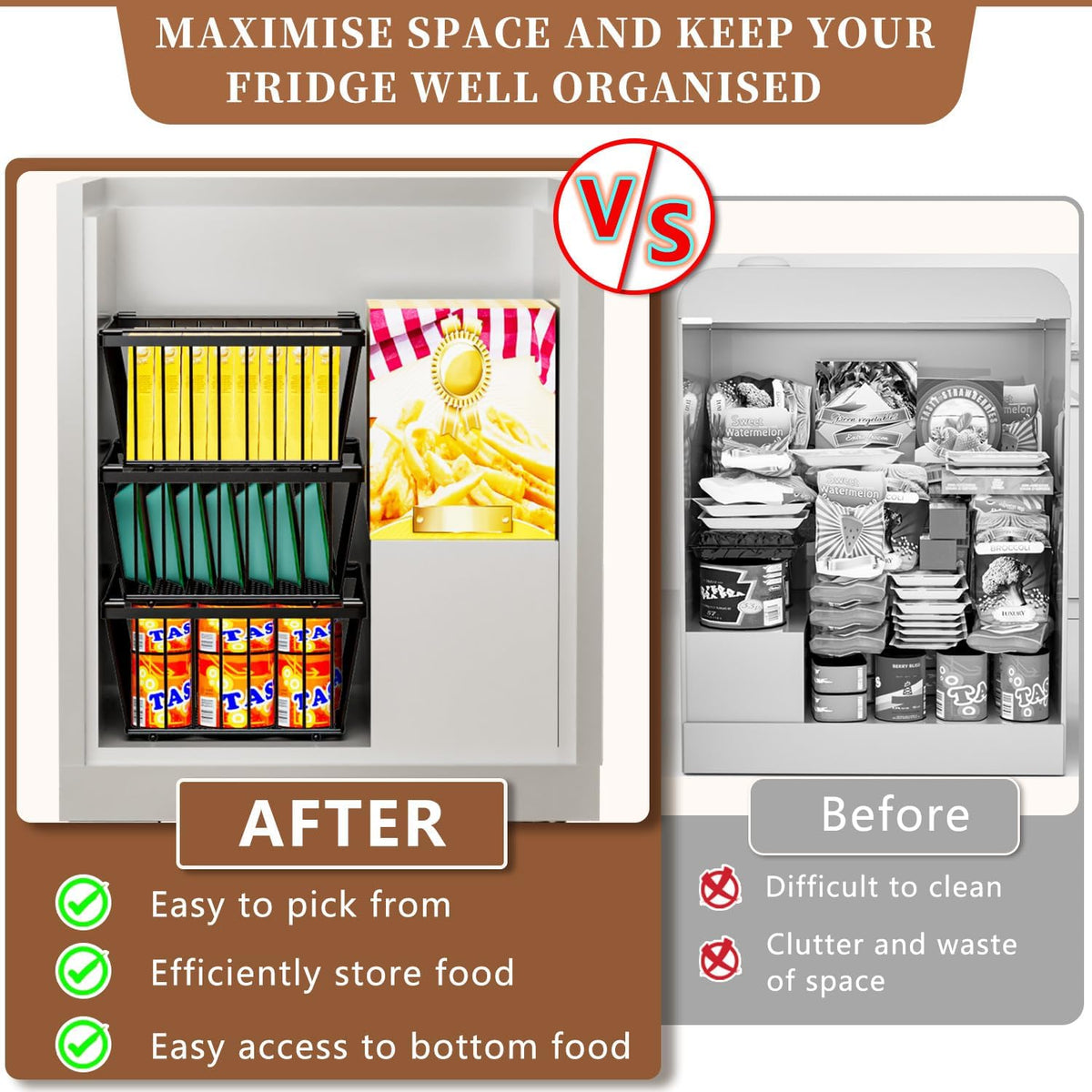 Freezer Organizer Bins ，Enhanced Leak-Proof Bottom， Stackable Deep Freezer Organizer Bins for 5 Cu.FT Small Chest Freezer，organization and storage，pantry organizers（for 5 Cu.Ft