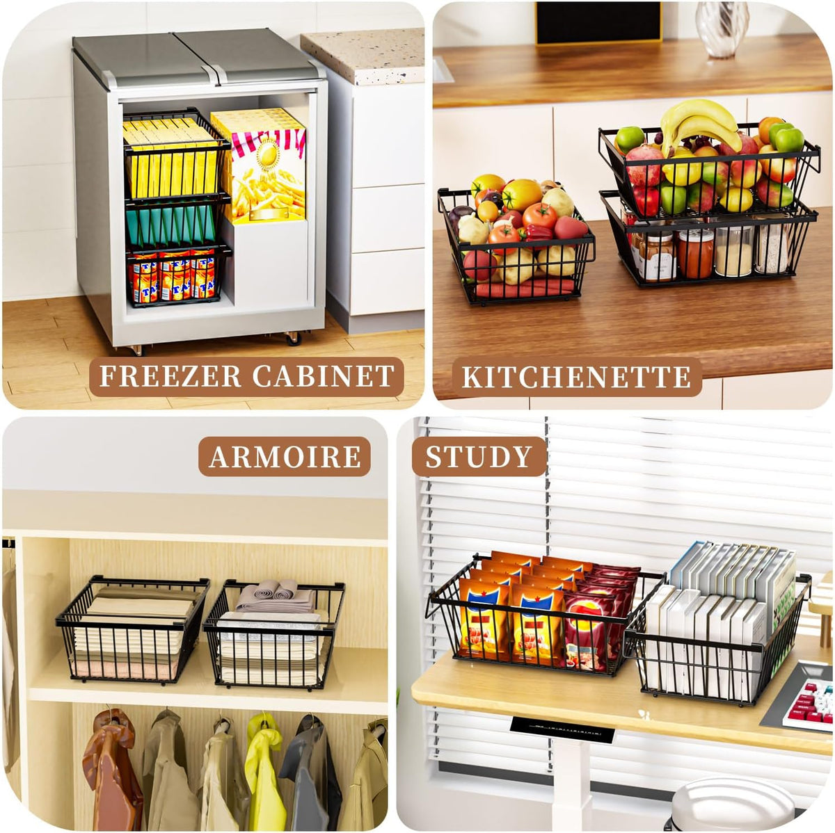 Freezer Organizer Bins ，Enhanced Leak-Proof Bottom， Stackable Deep Freezer Organizer Bins for 5 Cu.FT Small Chest Freezer，organization and storage，pantry organizers（for 5 Cu.Ft