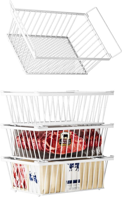 Freezer Organizer Bins ，Enhanced Leak-Proof Bottom， Stackable Deep Freezer Organizer Bins for 5 Cu.FT Small Chest Freezer，organization and storage，pantry organizers（for 5 Cu.Ft