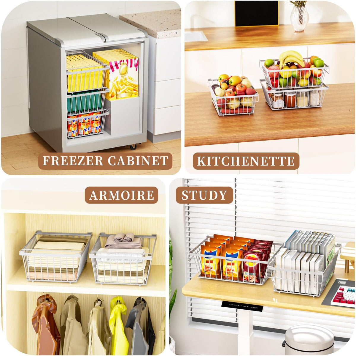 Freezer Organizer Bins ，Enhanced Leak-Proof Bottom， Stackable Deep Freezer Organizer Bins for 5 Cu.FT Small Chest Freezer，organization and storage，pantry organizers（for 5 Cu.Ft