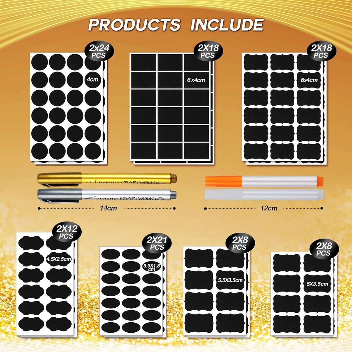 218 PCS Chalkboard Labels with 4 Pens, Erasable and Reusable Waterproof Blackboard Stickers Label for Decorating Mason Jars, Pantry, Home and Office, Scrapbooking