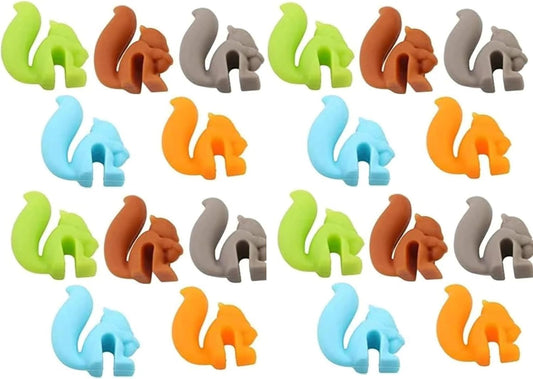 20Pcs Cute Squirrel Shape Silicone Tea Bag Holder Cup, Hanging Tool for Mug, Candy Colors Gift Set, Drink Markers for Coffee and Espresso