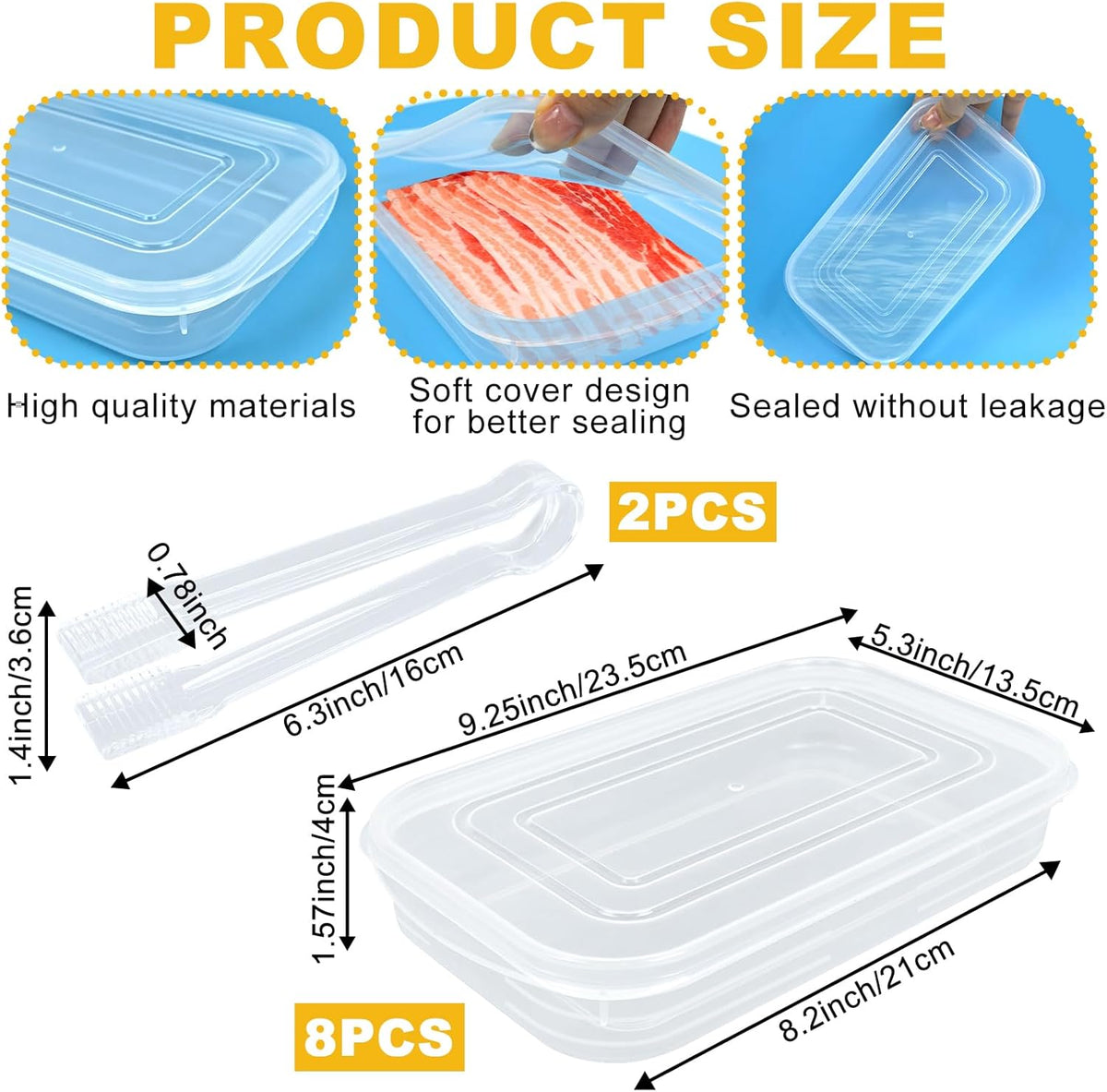 Bacon Keeper, 8 Pcs Deli Meat Container for Fridge Plastic Saver Container with Lids and 2 Bacon Clip Airtight Cold Cuts Cheese Container Food Storage Box Shallow Low Christmas Cookie Holder