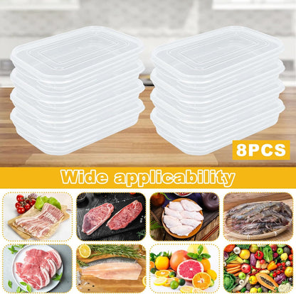 Bacon Keeper, 8 Pcs Deli Meat Container for Fridge Plastic Saver Container with Lids and 2 Bacon Clip Airtight Cold Cuts Cheese Container Food Storage Box Shallow Low Christmas Cookie Holder