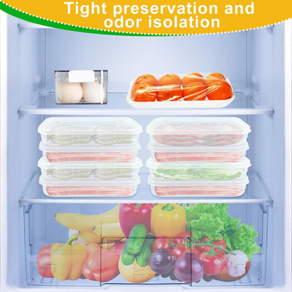 Bacon Keeper, 8 Pcs Deli Meat Container for Fridge Plastic Saver Container with Lids and 2 Bacon Clip Airtight Cold Cuts Cheese Container Food Storage Box Shallow Low Christmas Cookie Holder
